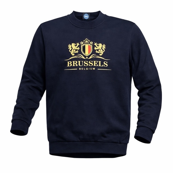 Belgium Other - NWOT Brussels Belgium Men’s Navy Crewneck Sweatshirt Embroidered Size M​​​​​